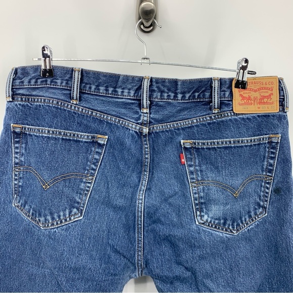 Levis Men Size 40 x 32 Jeans 505 Regular Fit Straight Light Wash Pants Cotton - Picture 5 of 7